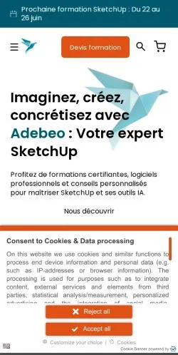 Aperçu du site adebeo, média de France pour articles sponsorisés
