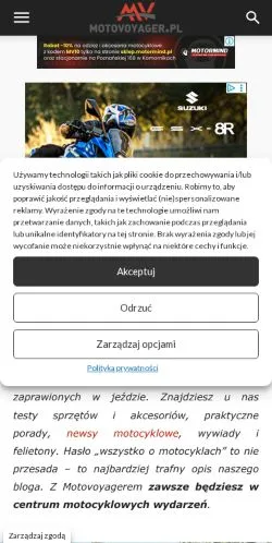 Anteprima del sito Motovoyager, media di Polonia per articoli sponsorizzati