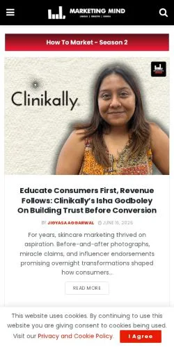 Anteprima del sito Marketing Mind, media di India per articoli sponsorizzati