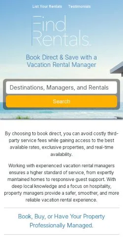 スポンサード記事向けのアメリカ合衆国メディア、Find Rentalsのサイトプレビュー