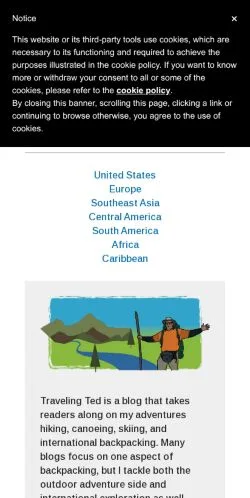 Anteprima del sito Traveling Ted, media di Stati Uniti per articoli sponsorizzati