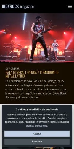 Anteprima del sito IndyRock Magazine, media di Spagna per articoli sponsorizzati