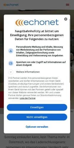 Podgląd witryny hauptbahnhofcity, medium z kraju Austria do artykułów sponsorowanych