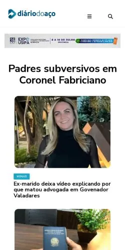 Anteprima del sito Portal Diário do Aço, media di Brasile per articoli sponsorizzati
