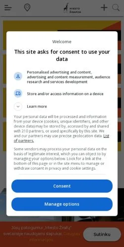 Anteprima del sito Miesto Žirafos, media di Lituania per articoli sponsorizzati
