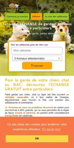 Anteprima del sito Animal Futé, media di Francia per articoli sponsorizzati