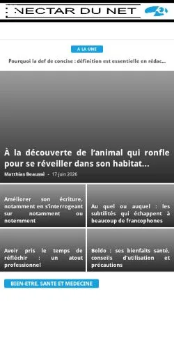 Pré-visualização do site Nectar Du Net, meio de França para artigos patrocinados