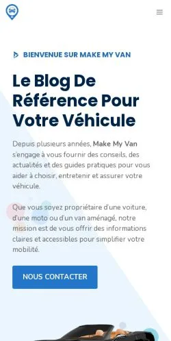 Pré-visualização do site Make My Van, meio de França para artigos patrocinados