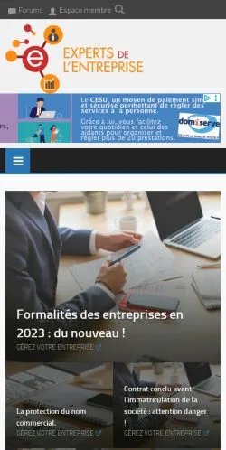 스폰서 기사용 프랑스 매체 Experts de l'entreprise 사이트 미리보기