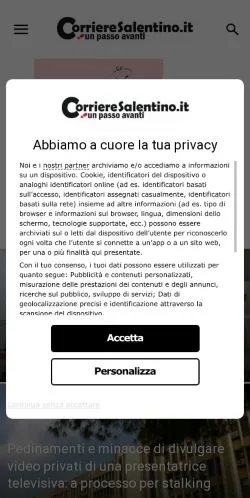 Anteprima del sito Corriere Salentino, media di Italia per articoli sponsorizzati