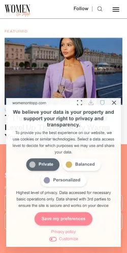 Anteprima del sito Women On Topp, media di Stati Uniti per articoli sponsorizzati