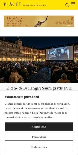 Anteprima del sito Revista Plácet, media di Spagna per articoli sponsorizzati