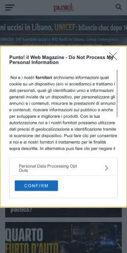 Anteprima del sito Punto!, media di Italia per articoli sponsorizzati