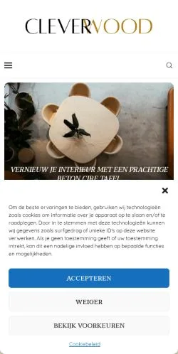 Anteprima del sito Cleverwood, media di Belgio per articoli sponsorizzati