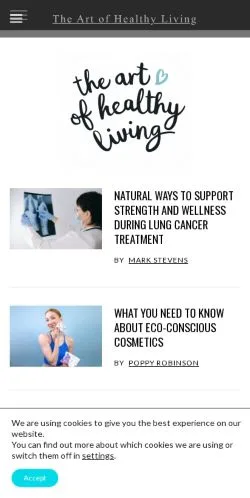 Anteprima del sito The Art of Healthy Living, media di Regno Unito per articoli sponsorizzati