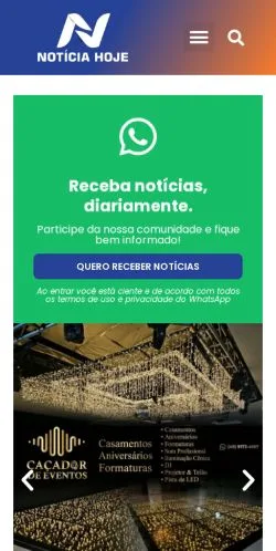 Anteprima del sito Notícia Hoje, media di Brasile per articoli sponsorizzati