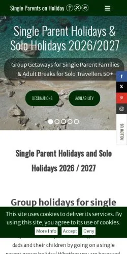 Anteprima del sito Single Parents On Holiday, media di Regno Unito per articoli sponsorizzati