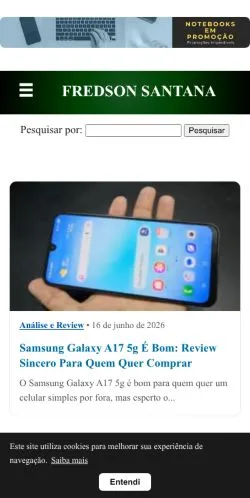 Anteprima del sito Fredson Santana, media di Brasile per articoli sponsorizzati