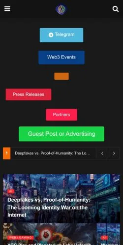 スポンサード記事向けのアメリカ合衆国メディア、Geek Metaverseのサイトプレビュー