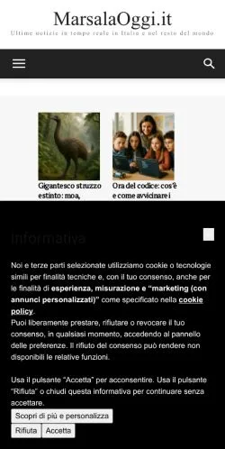 Anteprima del sito MarsalaOggi, media di Italia per articoli sponsorizzati