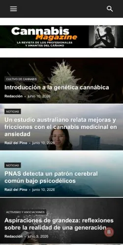 Anteprima del sito Cannabis Magazine, media di Spagna per articoli sponsorizzati