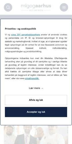 スポンサード記事向けのデンマークメディア、MigogAarhusのサイトプレビュー