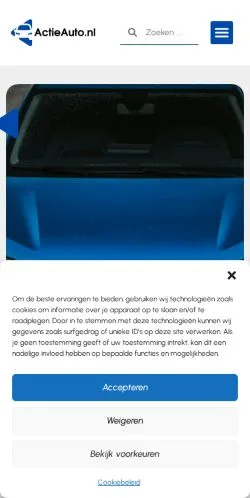 スポンサード記事向けのオランダメディア、Actieautoのサイトプレビュー