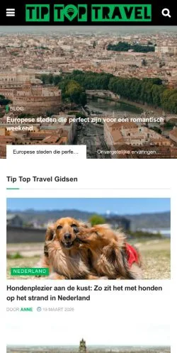 Anteprima del sito Tip Top Travel, media di Paesi Bassi per articoli sponsorizzati