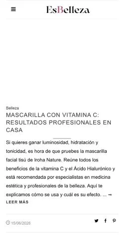 Vista previa del sitio EsBelleza, medio de España para artículos patrocinados