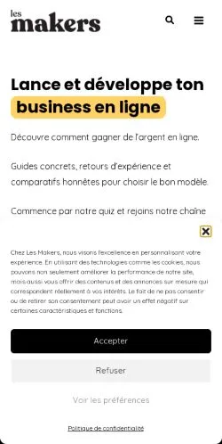 Preview of the Les Makers website, a media outlet in France for sponsored articles