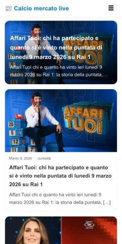 Anteprima del sito Calcio Mercato Live, media di Italia per articoli sponsorizzati