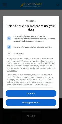 スポンサード記事向けのイギリスメディア、Business Fastのサイトプレビュー