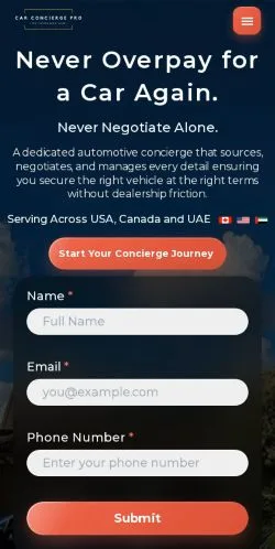 Förhandsvisning av webbplatsen Car Concierge Pro, medium i USA för sponsrade artiklar