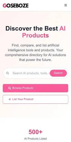 스폰서 기사용 미국 매체 Goseboze AI 사이트 미리보기