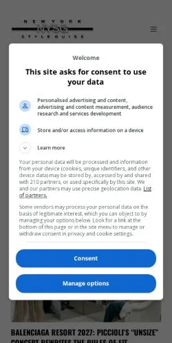 Anteprima del sito New York Style Guide, media di Stati Uniti per articoli sponsorizzati