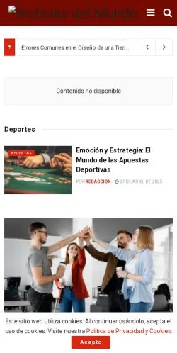 Anteprima del sito Noticias del Mundo, media di Spagna per articoli sponsorizzati