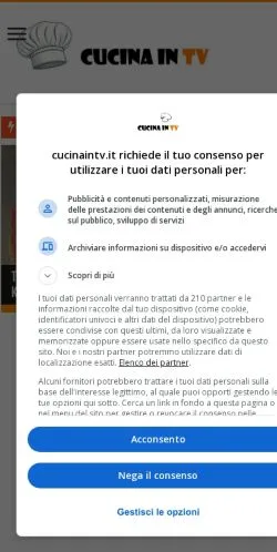 Anteprima del sito Cucinaintv, media di Italia per articoli sponsorizzati