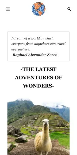 Anteprima del sito Journey Wonders, media di Stati Uniti per articoli sponsorizzati