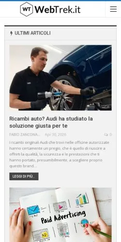 Preview of the Webtrek website, a media outlet in Italy for sponsored articles