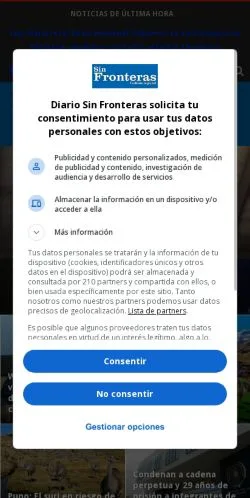 Anteprima del sito Diario Sin Fronteras, media di Spagna per articoli sponsorizzati