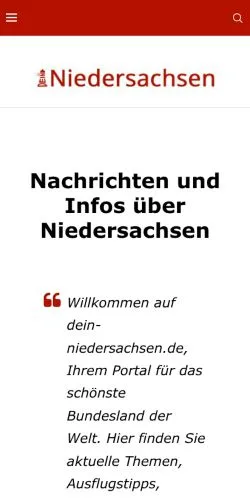 Podgląd witryny Dein Niedersachsen, medium z kraju Niemcy do artykułów sponsorowanych