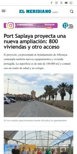 Anteprima del sito El Meridiano L'Horta, media di Spagna per articoli sponsorizzati