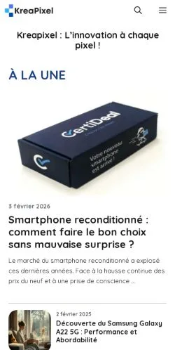 Anteprima del sito Kreapixel, media di Francia per articoli sponsorizzati
