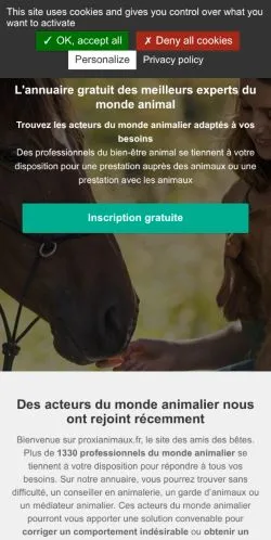 Anteprima del sito Proxi Animaux, media di Francia per articoli sponsorizzati