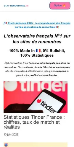 Aperçu du site Stat Rencontres, média de France pour articles sponsorisés