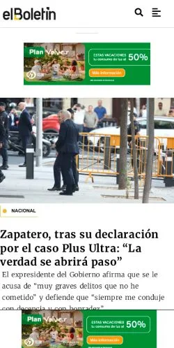 Anteprima del sito El Boletin, media di Spagna per articoli sponsorizzati