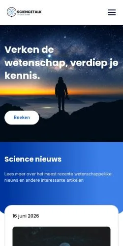Vista previa del sitio Sciencetalk, medio de Países Bajos para artículos patrocinados