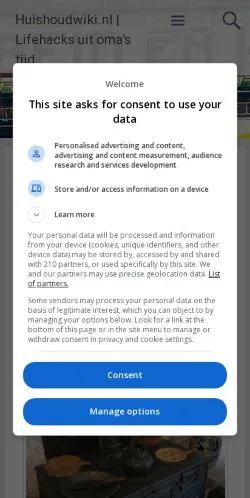 Vista previa del sitio Huishoudwiki, medio de Países Bajos para artículos patrocinados