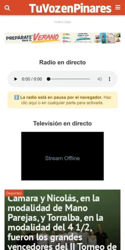 Anteprima del sito Tu Voz en Pinares, media di Spagna per articoli sponsorizzati