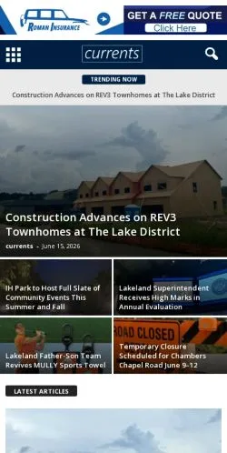 スポンサード記事向けのアメリカ合衆国メディア、Lakeland Currentsのサイトプレビュー